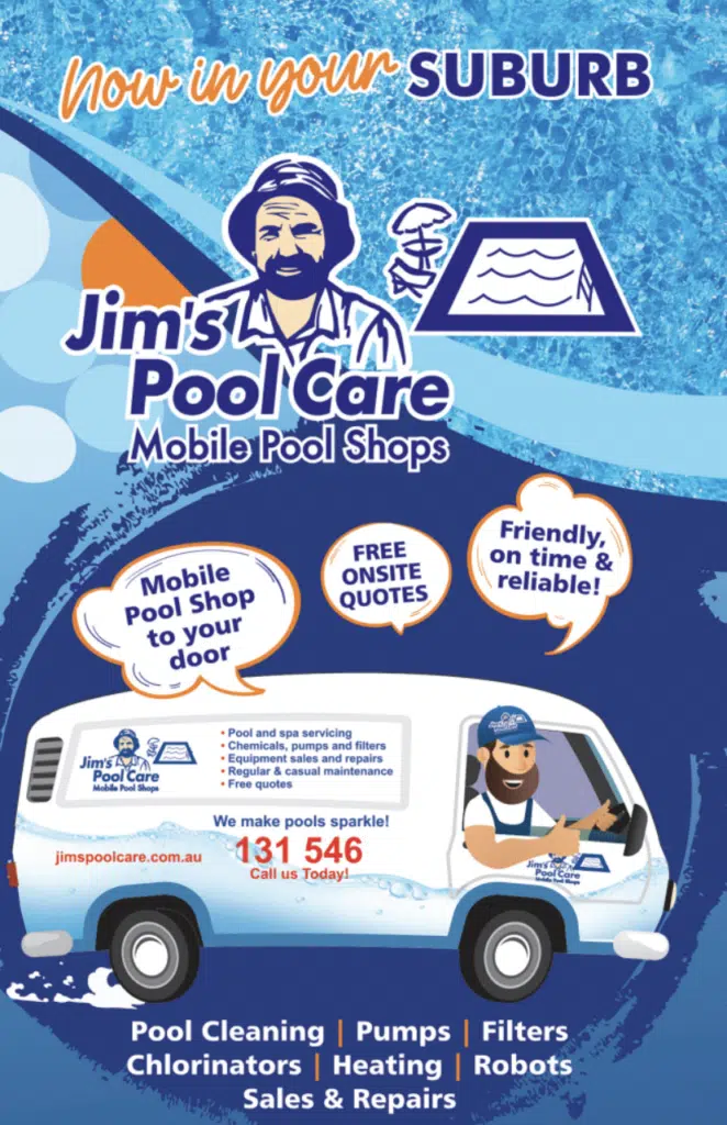 Pool Cleaning Cartoon Van with Jim's Logo