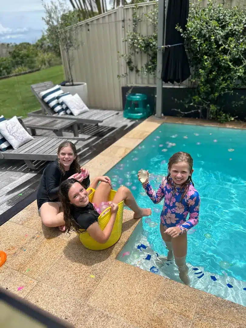 Children playing in a clean backyard swimming pool at Wellington Point