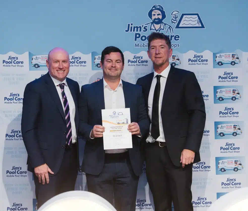 Entrepreneur of the Year 2026 Gold Award presented at the Jim's Pool Care National Awards night