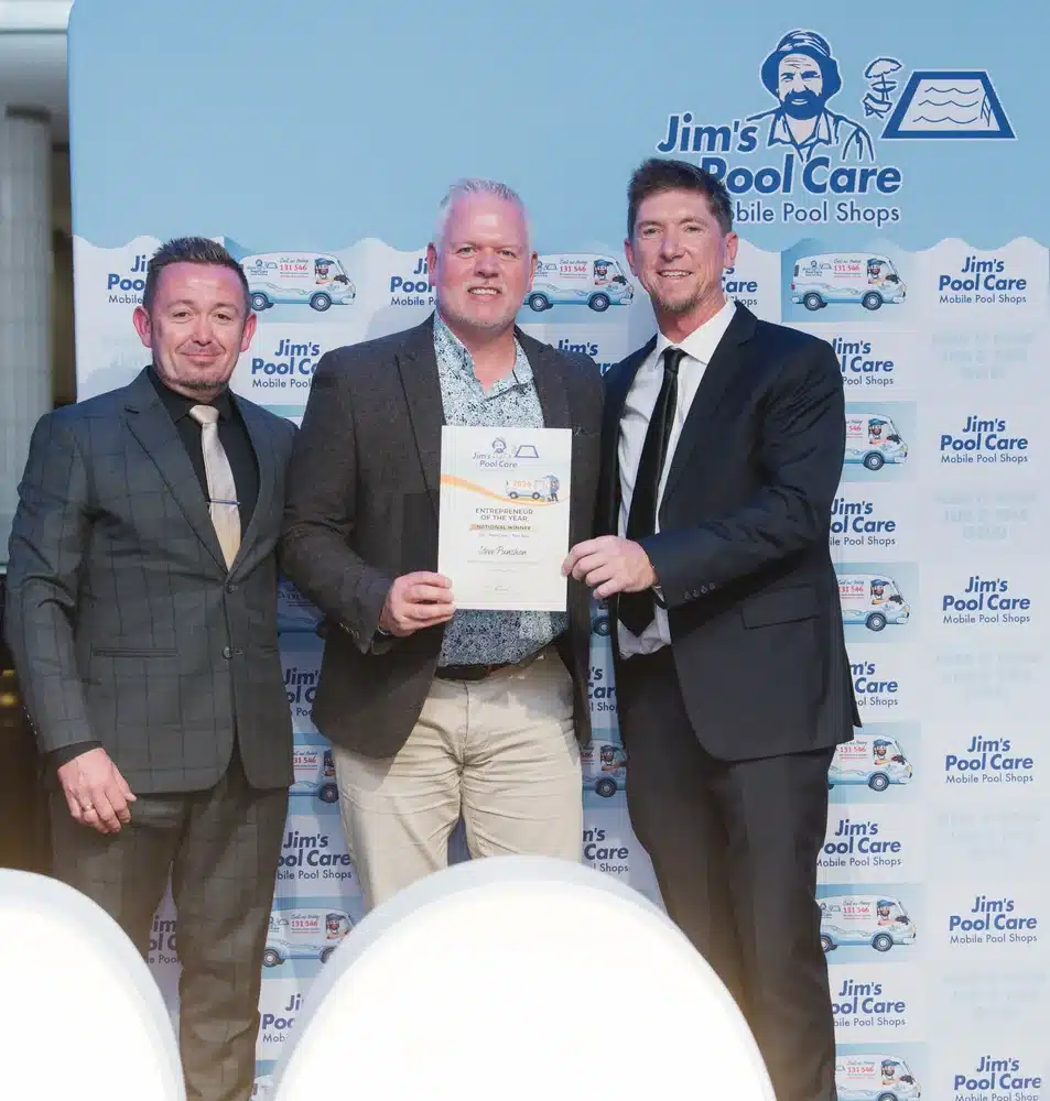 Steve Punshon of Jim's Pool Care Fern Bay accepting the Entrepreneur of the Year 2026 award
