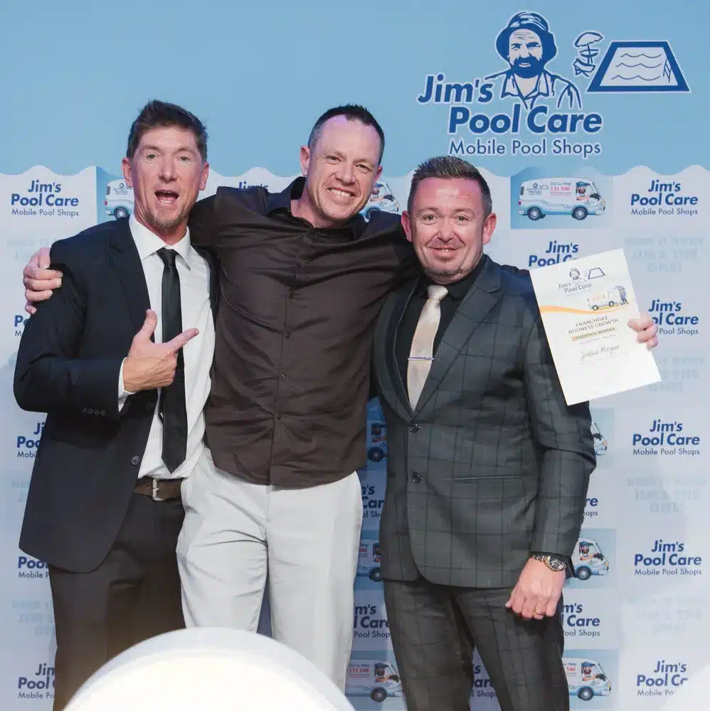 Franchisee Business Growth 2026 award winners celebrating at the Jim's Pool Care National Awards